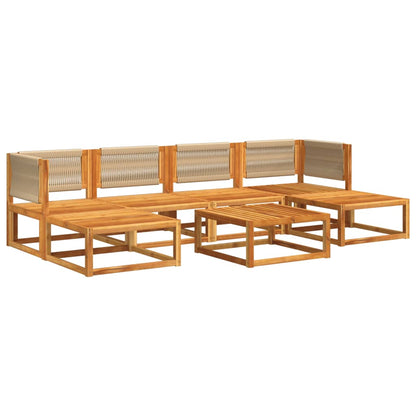 7-tlg. Gartensofa-Set mit Kissen Holz Akazie & Seil
