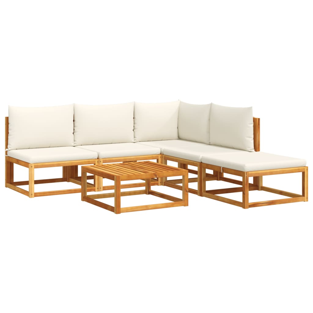 6-tlg. Gartensofa-Set mit Kissen Holz Akazie & Seil
