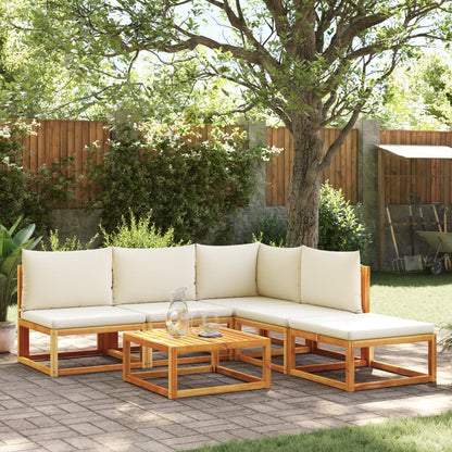 6-tlg. Gartensofa-Set mit Kissen Holz Akazie & Seil