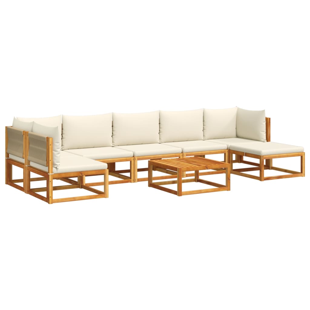 8-tlg. Gartensofa-Set mit Kissen Holz Akazie & Seil