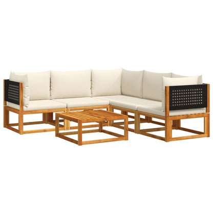 6-tlg. Gartensofa-Set mit Kissen Holz Akazie & Rattan