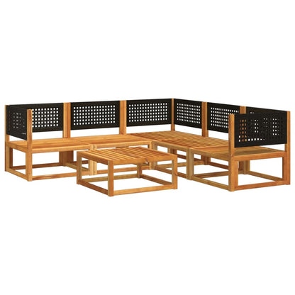 6-tlg. Gartensofa-Set mit Kissen Holz Akazie & Rattan