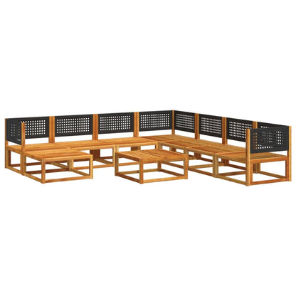 9-tlg. Gartensofa-Set mit Kissen Holz Akazie & Rattan