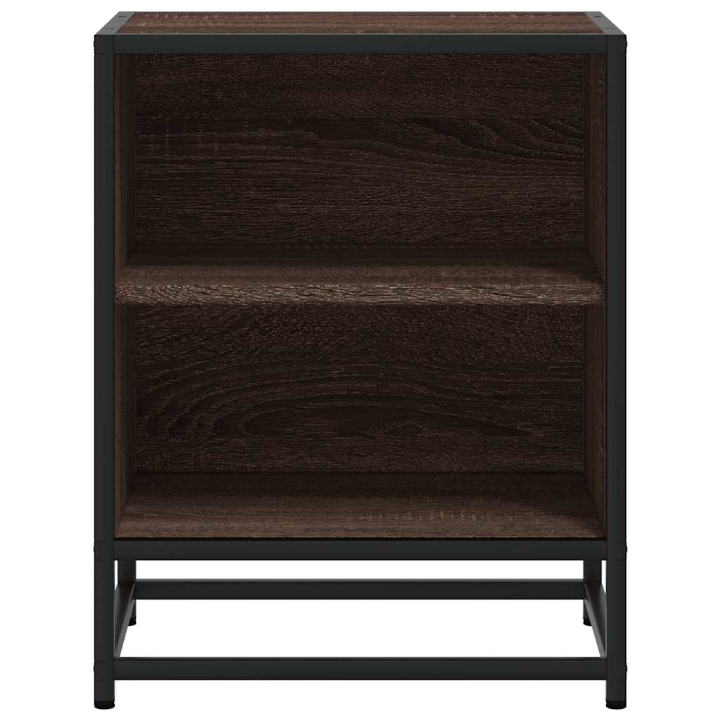 Nachttische 2 Stk. Braun Eichen-Optik Holzwerkstoff Metall