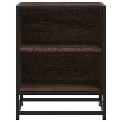 Nachttische 2 Stk. Braun Eichen-Optik Holzwerkstoff Metall