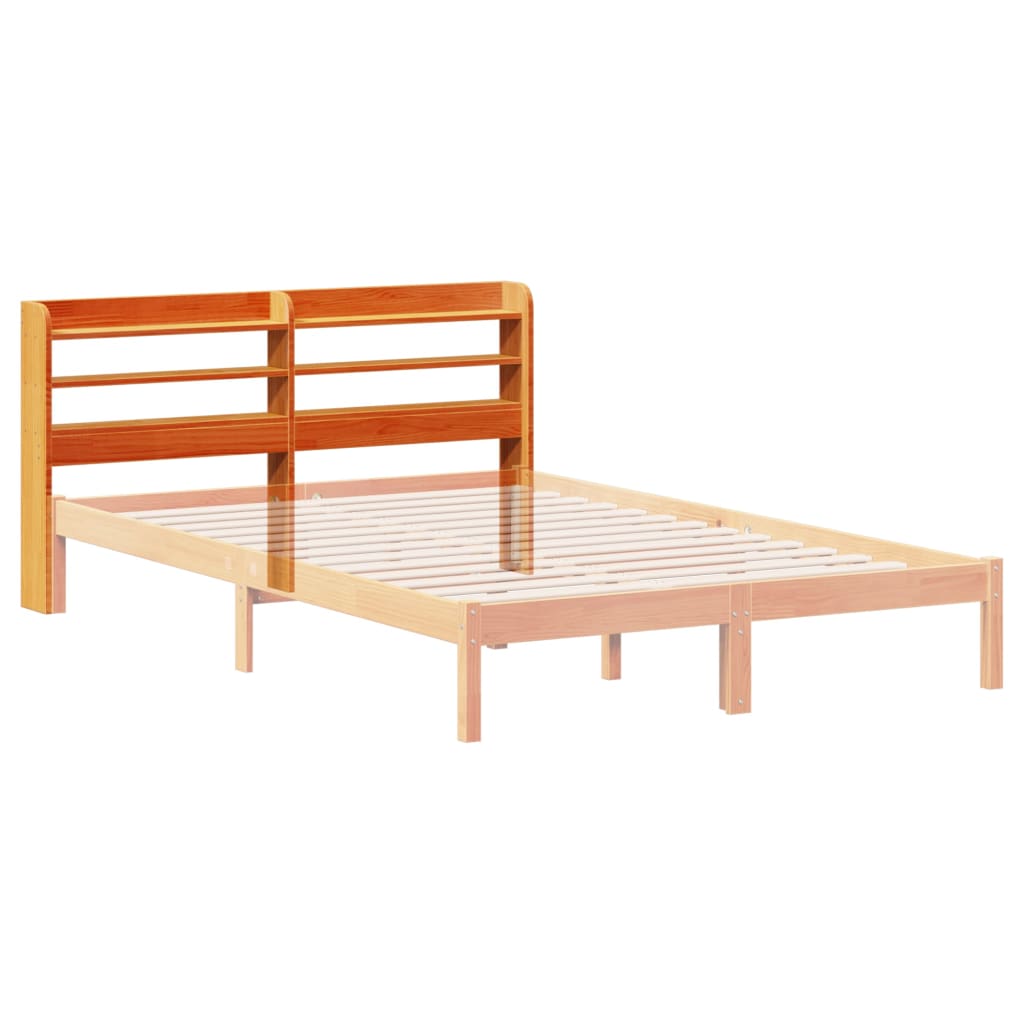 Kopfteil mit Ablagen Wachsbraun 135 cm Massivholz Kiefer