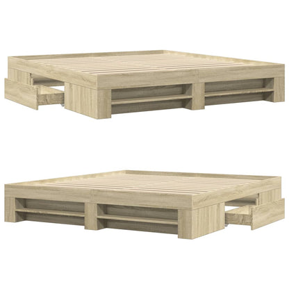 Bettgestell ohne Matratze Sonoma-Eiche 200x200 cm Holzwerkstoff