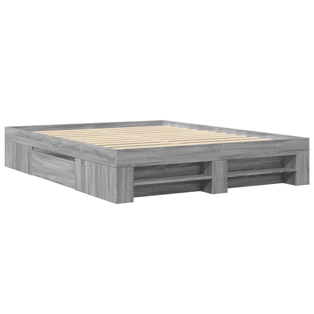 Bettgestell Grau Sonoma 150x200 cm Holzwerkstoff