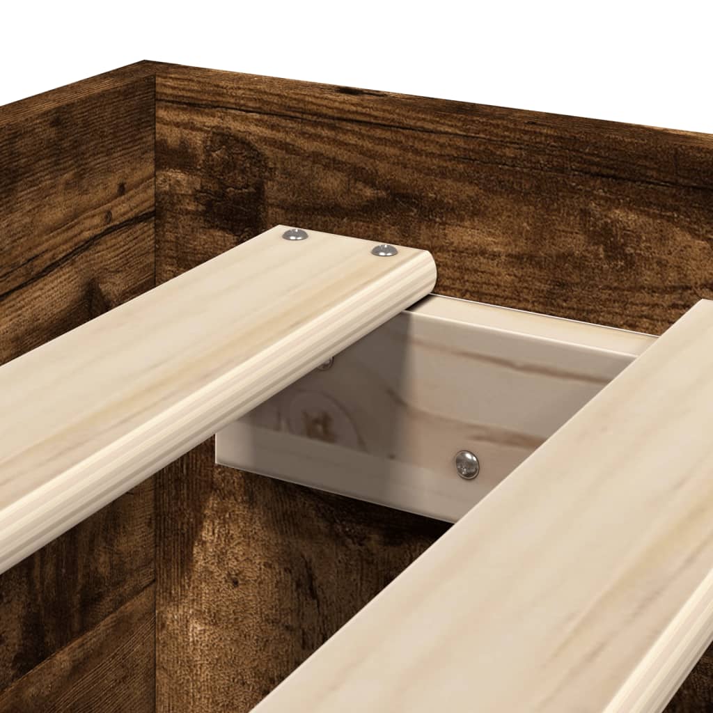 Bettgestell ohne Matratze Räuchereiche 100x200 cm Holzwerkstoff