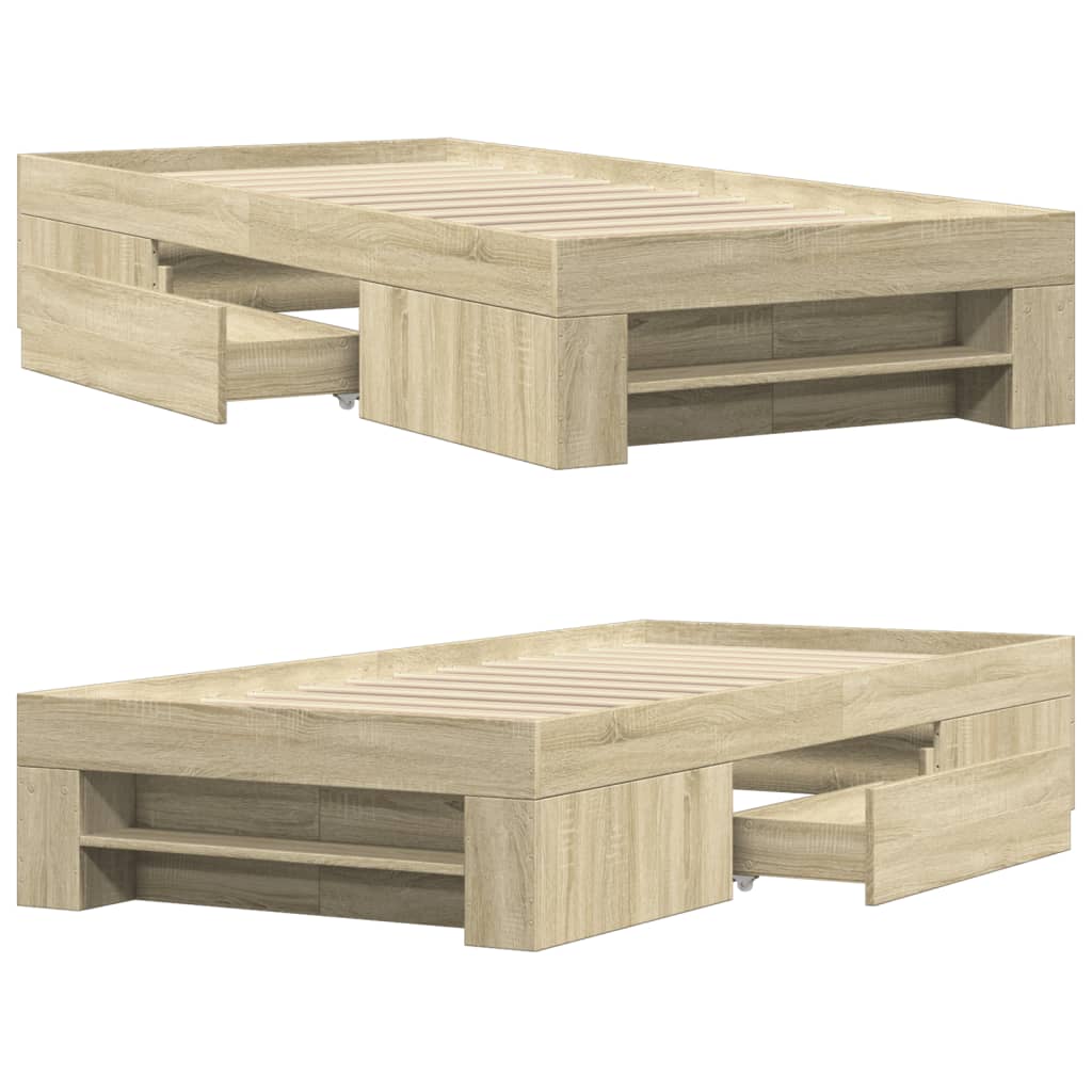 Bettgestell ohne Matratze Sonoma-Eiche 75x190 cm Holzwerkstoff