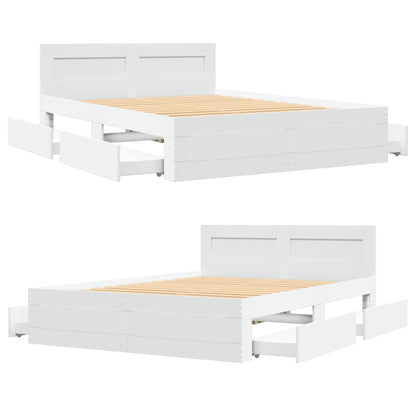 Bettgestell mit Kopfteil ohne Matratze Weiß 140x200 cm