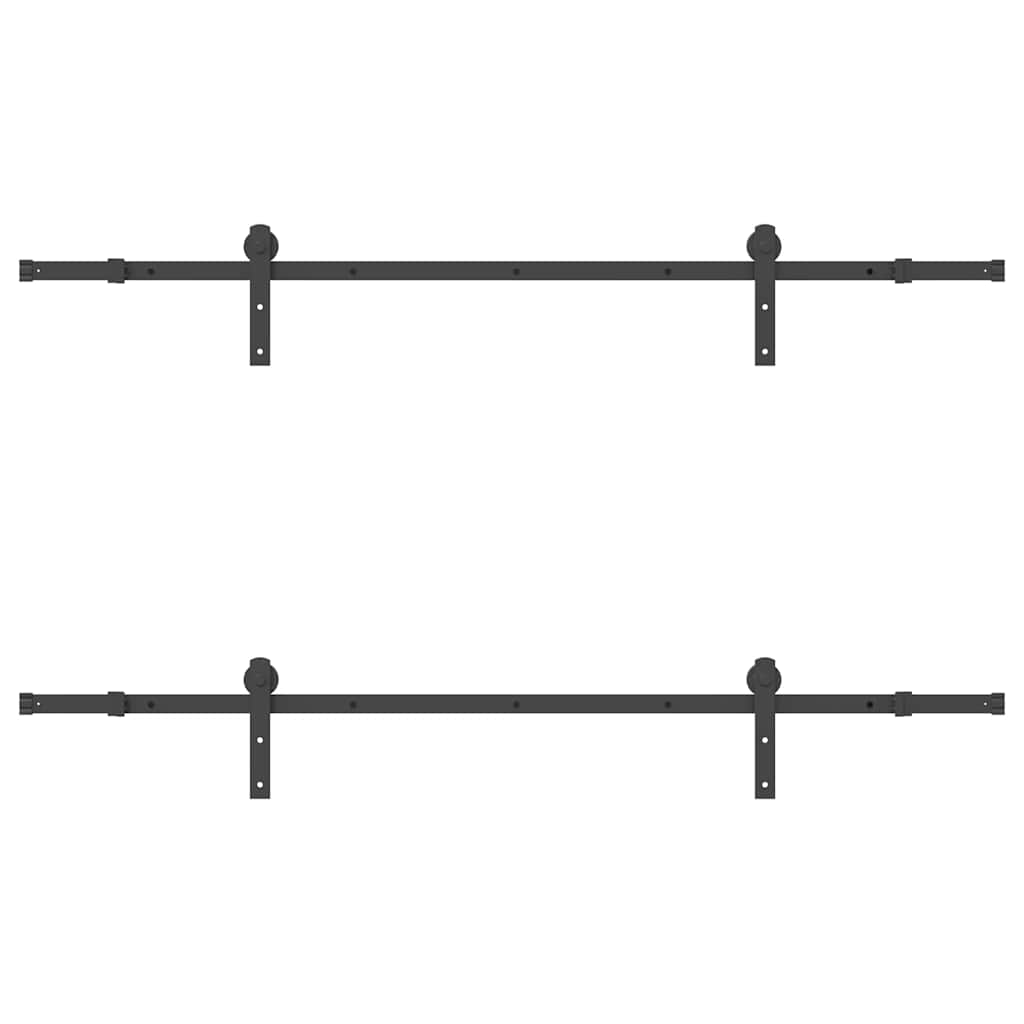 Schiebetürbeschlag-Set 200 cm Stahl Schwarz