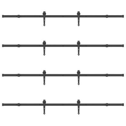 Schiebetürbeschlag-Set 427 cm Stahl Schwarz