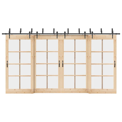 Schiebetürbeschlag-Set 427 cm Stahl Schwarz