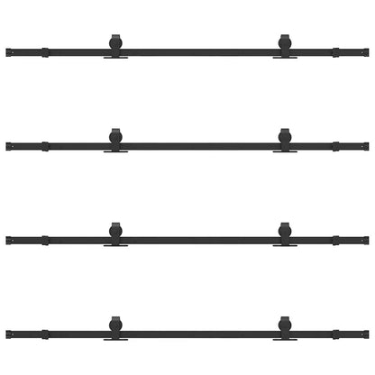 Schiebetürbeschlag-Set 400 cm Stahl Schwarz