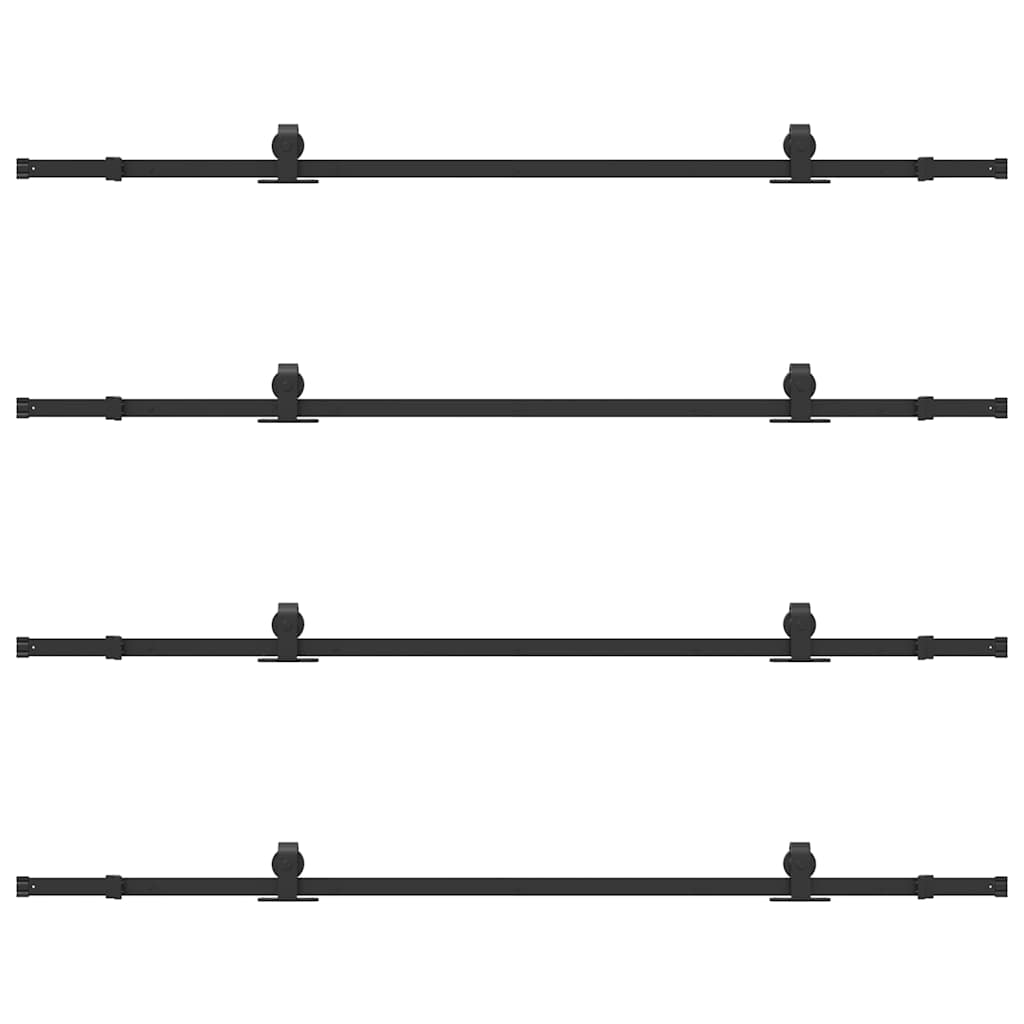 Schiebetürbeschlag-Set 427 cm Stahl Schwarz