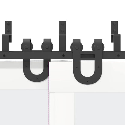 Schiebetürbeschlag-Set 366 cm Stahl Schwarz