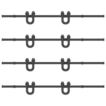 Schiebetürbeschlag-Set 400 cm Stahl Schwarz