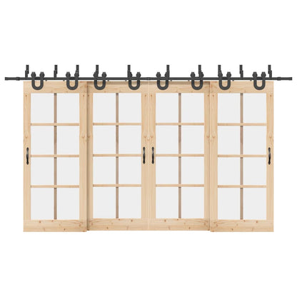 Schiebetürbeschlag-Set 400 cm Stahl Schwarz