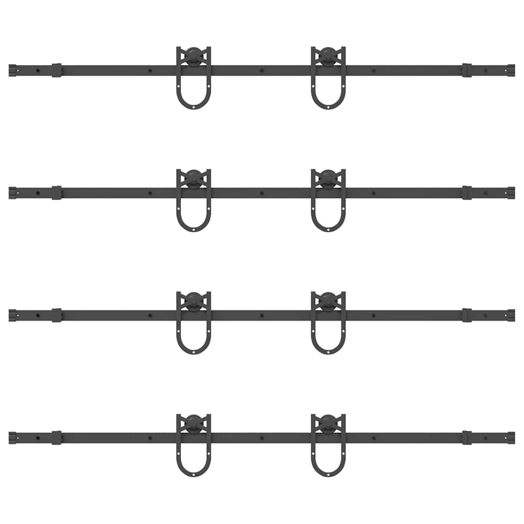 Schiebetürbeschlag-Set 366 cm Stahl Schwarz