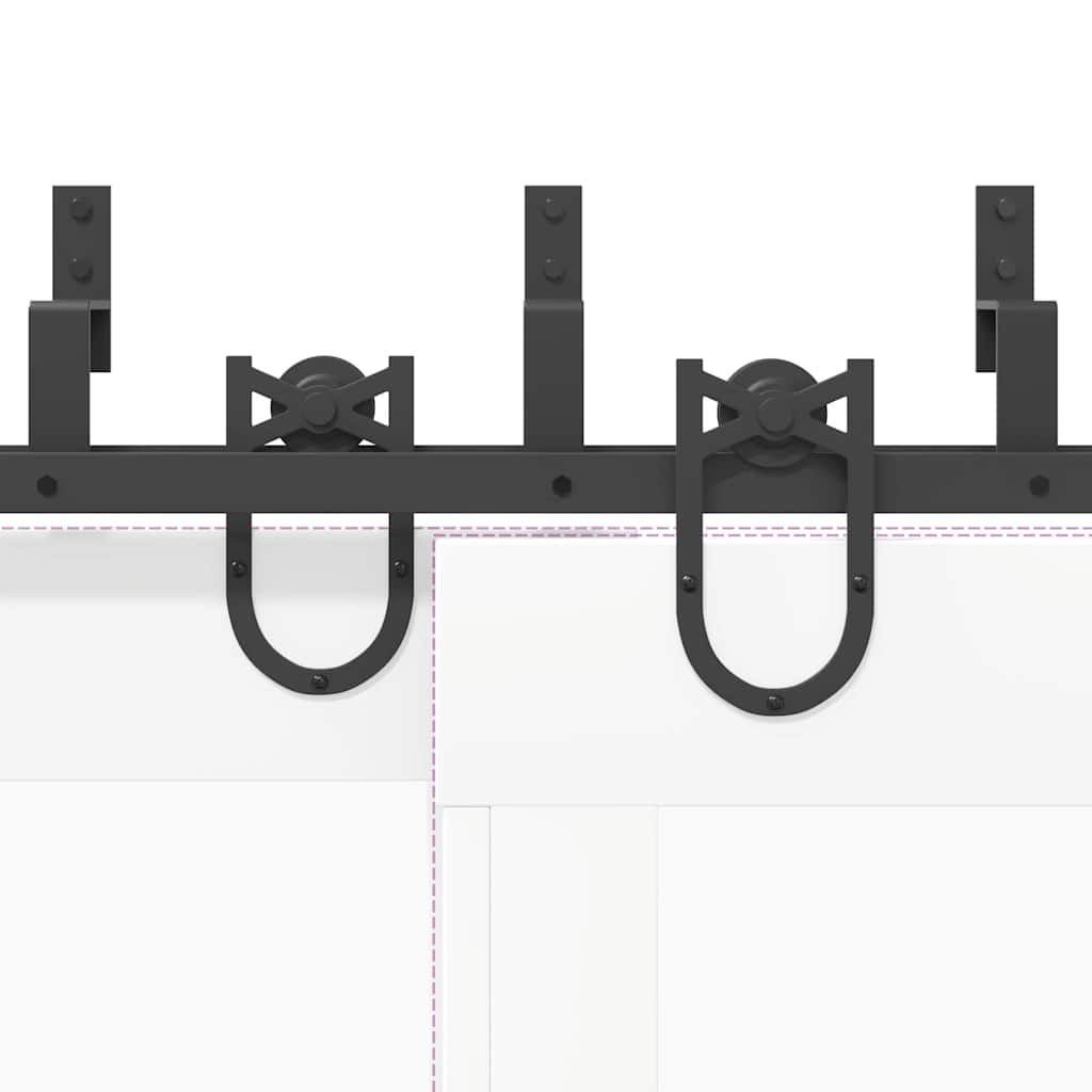 Schiebetürbeschlag-Set 366 cm Stahl Schwarz