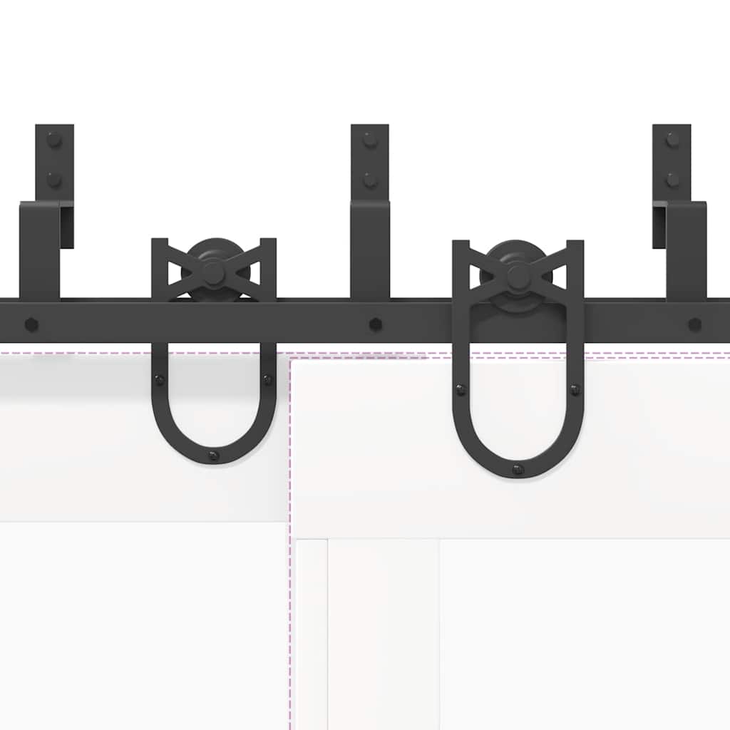 Schiebetürbeschlag-Set 400 cm Stahl Schwarz