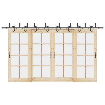 Schiebetürbeschlag-Set 400 cm Stahl Schwarz