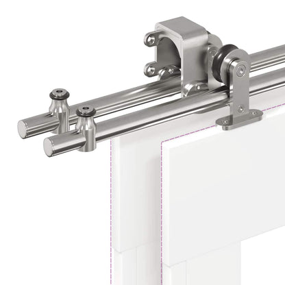 Schiebetür-Beschlagsatz 366 cm Edelstahl Silbern