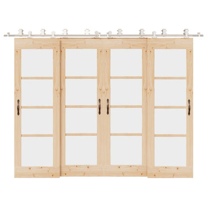 Schiebetür-Beschlagsatz 366 cm Edelstahl Silbern