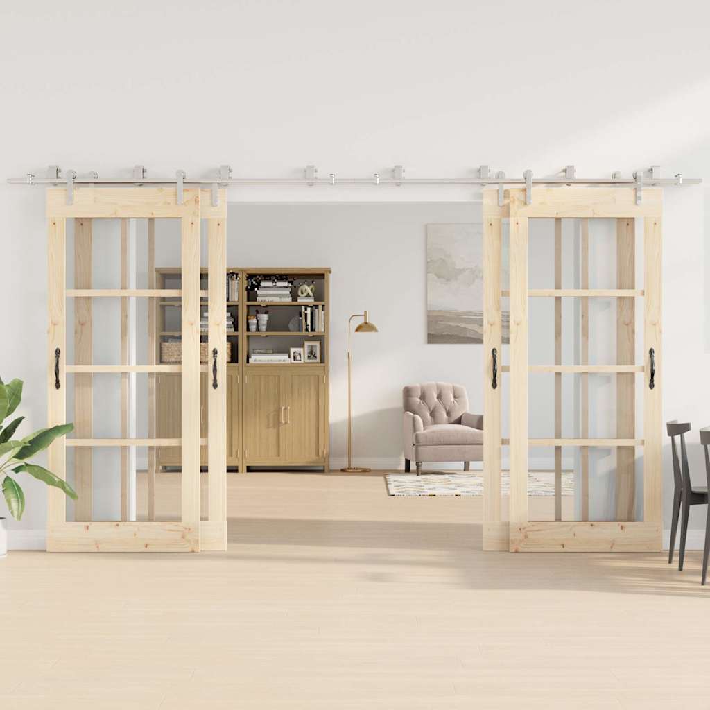 Schiebetür-Beschlagsatz 400 cm Edelstahl Silbern