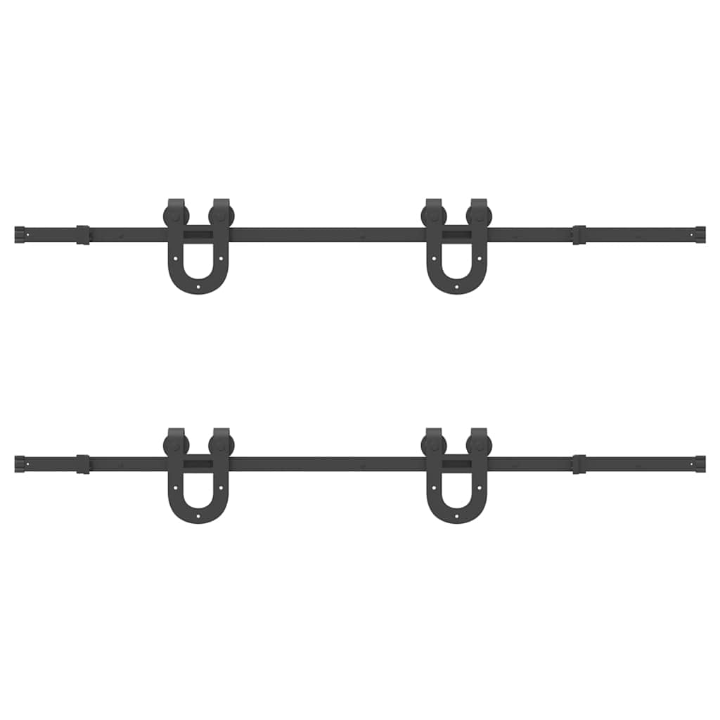 Schiebetürbeschlag-Set 366 cm Stahl Schwarz