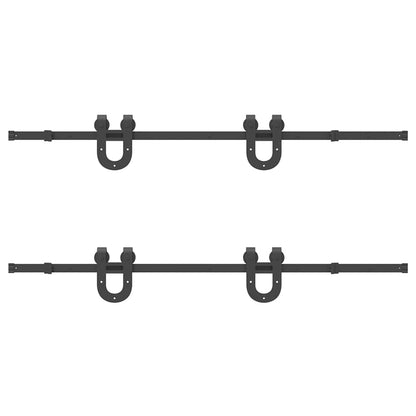 Schiebetürbeschlag-Set 366 cm Stahl Schwarz