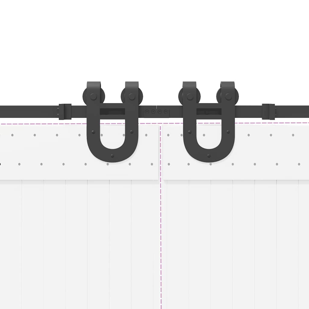 Schiebetürbeschlag-Set 366 cm Stahl Schwarz