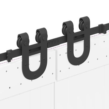 Schiebetürbeschlag-Set 366 cm Stahl Schwarz