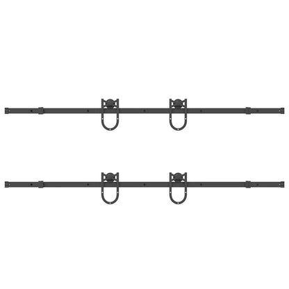 Schiebetürbeschlag-Set 400 cm Stahl Schwarz