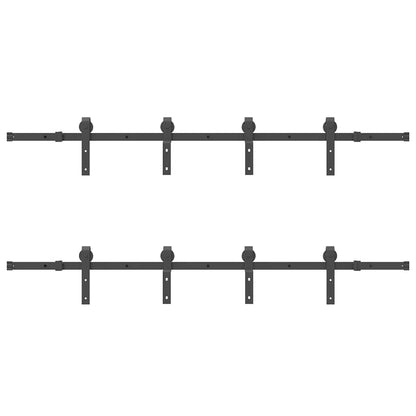 Schiebetürbeschlag-Set 400 cm Stahl Schwarz