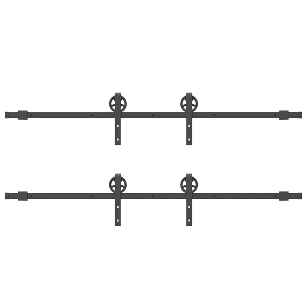 Schiebetürbeschlag-Set 400 cm Stahl Schwarz