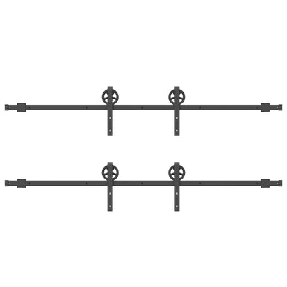 Schiebetürbeschlag-Set 400 cm Stahl Schwarz