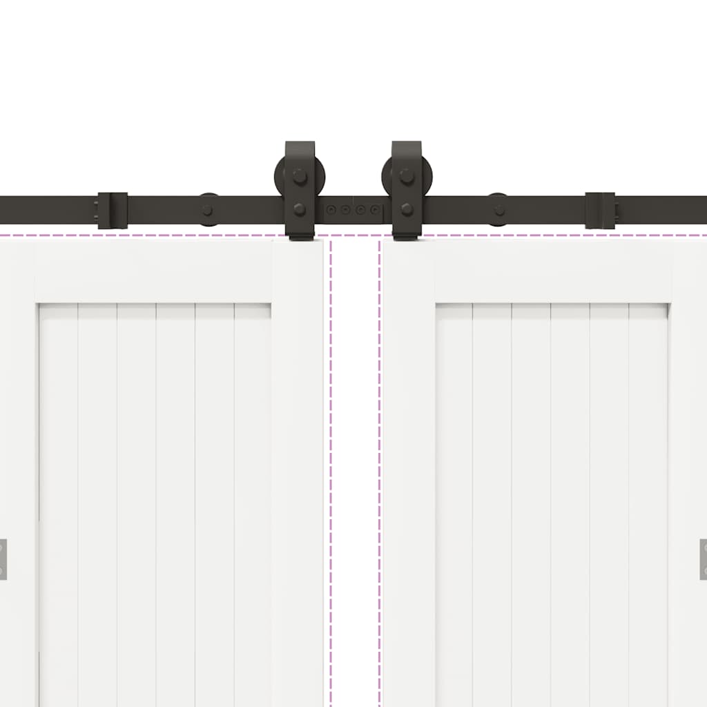 Schiebetürbeschlag-Set 400 cm Stahl Schwarz