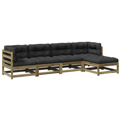 5-tlg. Garten-Sofagarnitur mit Kissen Kiefernholz Imprägniert