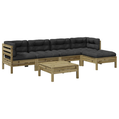 6-tlg. Garten-Sofagarnitur mit Kissen Kiefernholz Imprägniert