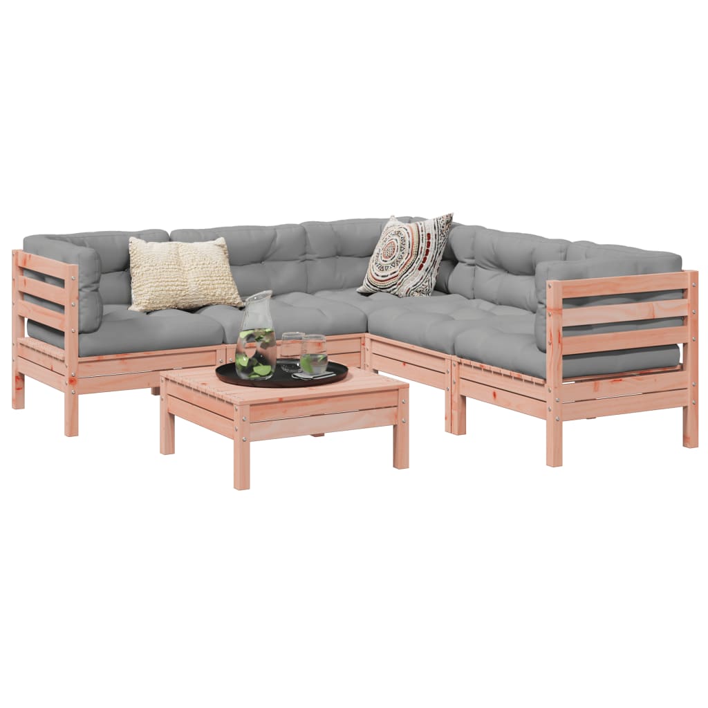 6-tlg. Garten-Sofagarnitur mit Kissen Massivholz Douglasie