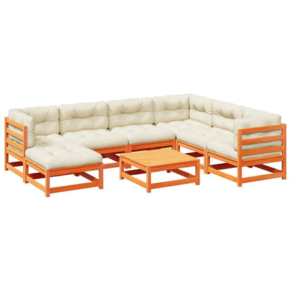 8-tlg. Garten-Sofagarnitur mit Kissen Wachsbraun Kiefernholz