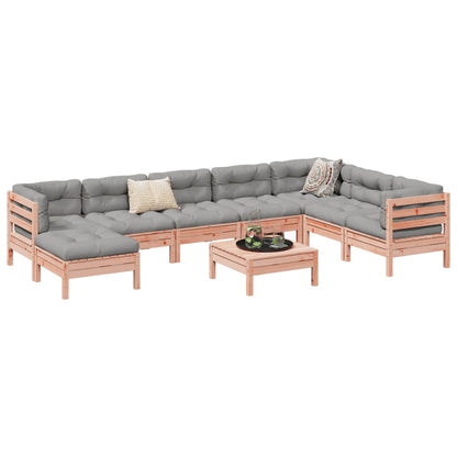 9-tlg. Garten-Sofagarnitur mit Kissen Massivholz Douglasie