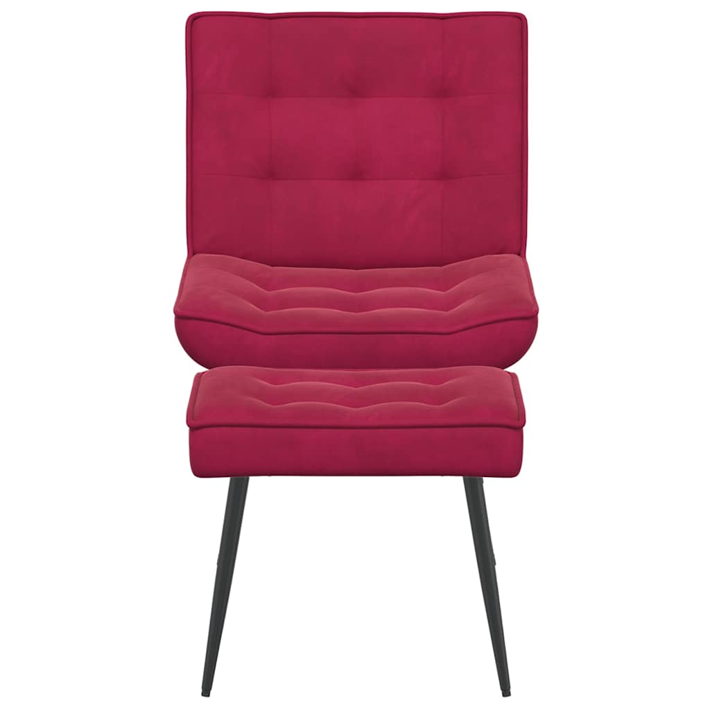 Relaxsessel mit Hocker Weinrot Samt