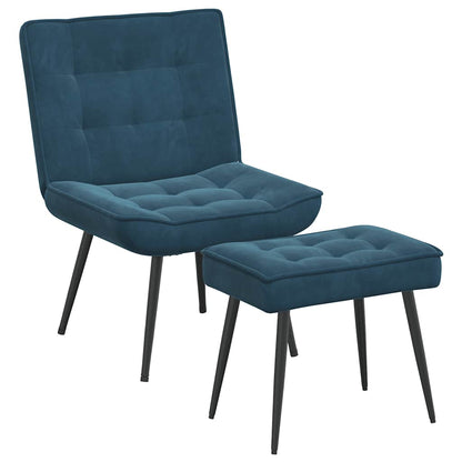 Relaxsessel mit Hocker Blau Samt