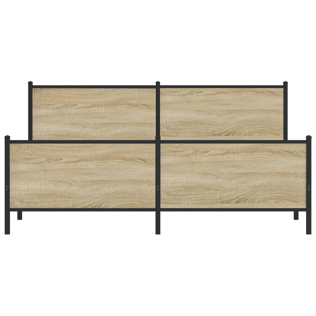 Metallbett ohne Matratze Sonoma-Eiche 193x203 cm