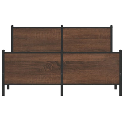 Metallbett ohne Matratze Braun Eichen-Optik 140x190 cm