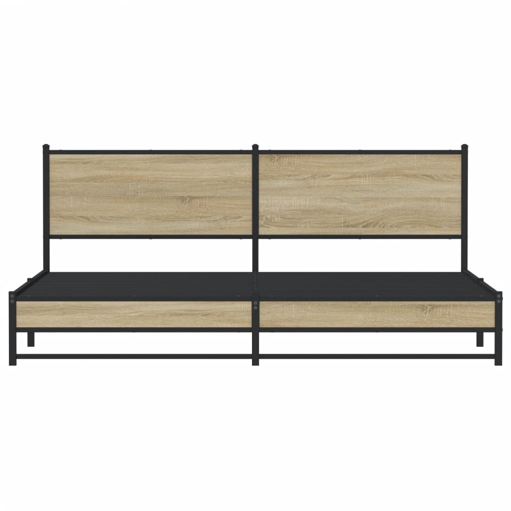 Metallbett ohne Matratze Sonoma-Eiche 193x203 cm