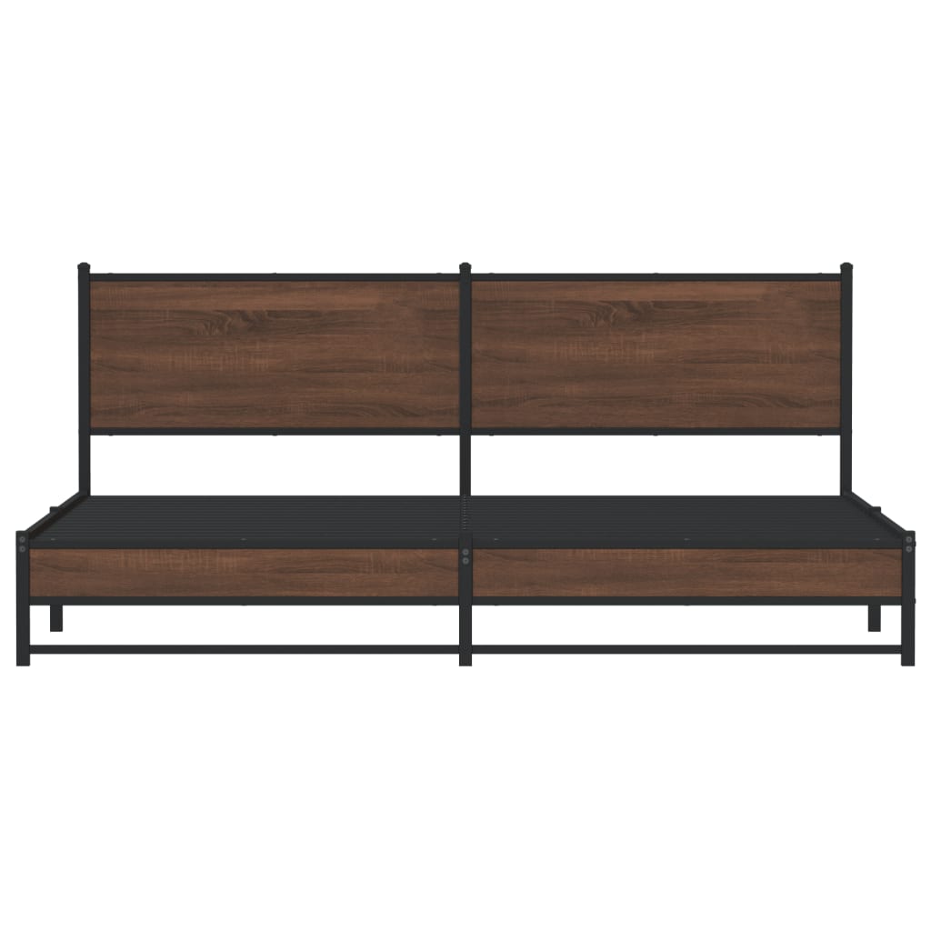 Metallbett ohne Matratze Braun Eichen-Optik 193x203 cm